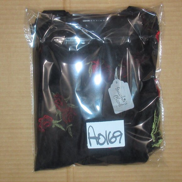 ASOS Design Sheer Embroidered Rose Button-Up | Size L - Picture 13 of 13